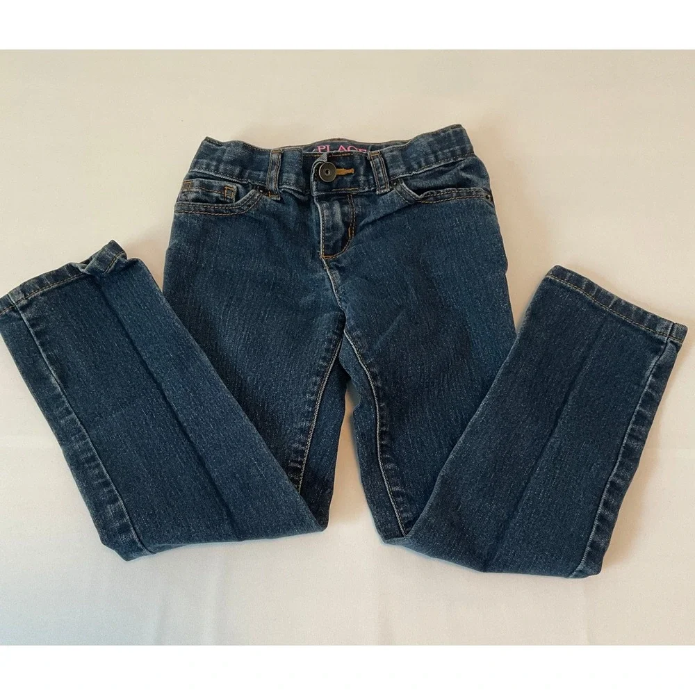 Children's Place Skinny Jeans Girls 6 Blue Excellent Denim Adjustable Waist